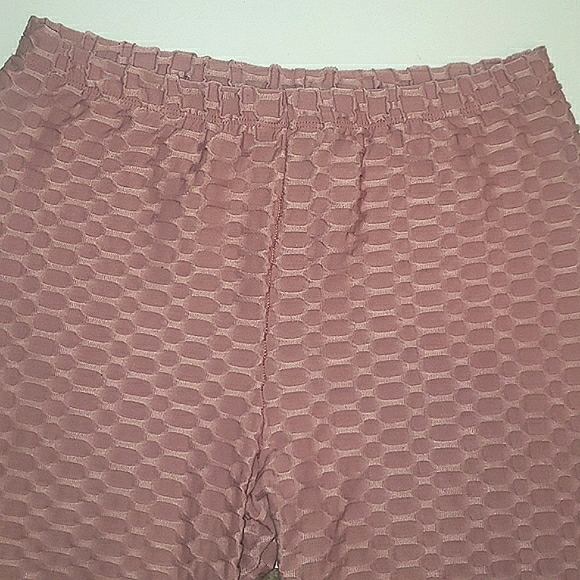 Cacia High Rise Scrunch Butt Honeycomb Bubble Texture Mauve Slimming Leggings L - Picture 9 of 16